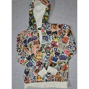 Boys DC Shoes Jacket with attached hood Multicolor Zip Up Sz M 12/14